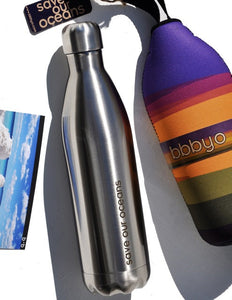 BBBYO Future Bottle + carry cover - stainless steel insulated bottle - 750 ml - Basslet print