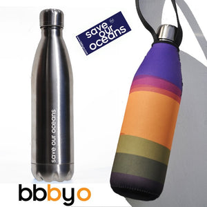 BBBYO Future Bottle + carry cover - stainless steel insulated bottle - 750 ml - Basslet print