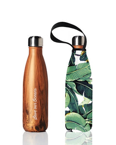 * Super Sale - BBBYO Future Bottle + carry cover - stainless steel insulated bottle - 500 ml - Banana leaf print