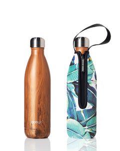 BBBYO Future Bottle + carry cover - stainless steel insulated bottle - 750 ml - Banana leaf print