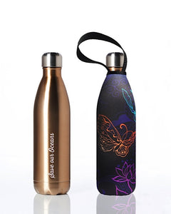 BBBYO Future Bottle + carry cover - stainless steel insulated bottle - 750 ml - Butterfly print