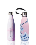 BBBYO Future Bottle + carry cover - stainless steel insulated bottle - 500 ml - Pink bloom print