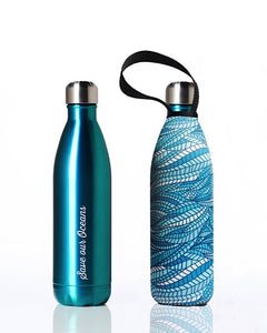 BBBYO Future Bottle + carry cover - stainless steel insulated bottle - 750 ml - Sealeaf print