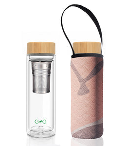 Glass is Greener double wall thermal tea flask + carry cover - 500 ml - Flight print