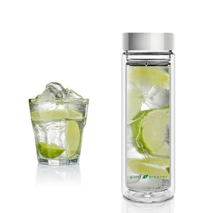 Glass is Greener double wall thermal tea flask + carry cover - 500 ml - Banana leaf print