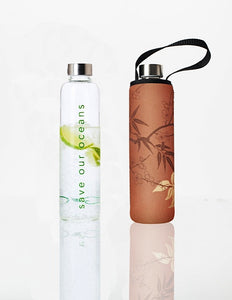 Glass is Greener + carry cover - 750 ml - Bamboo print