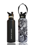 BBBYO Thermal Traveller + CARRY COVER COMBO ('Koru') STAINLESS STEEL INSULATED BOTTLE 750 ml