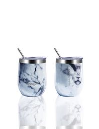 BBBYO Wine + Coffee Fix Cup stainless steel - insulated - 350 ml - Double Pack - White Marble